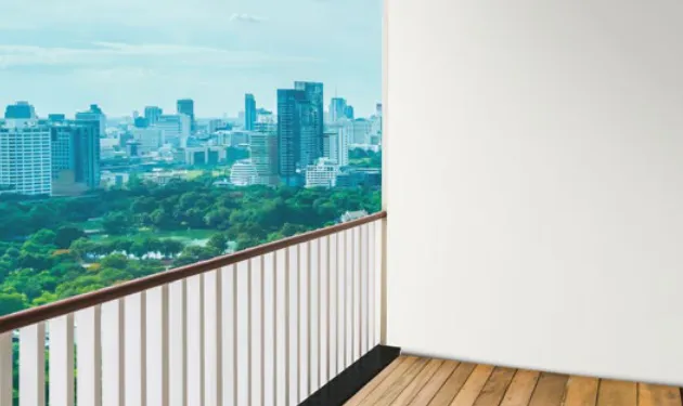 Private service deck with city views