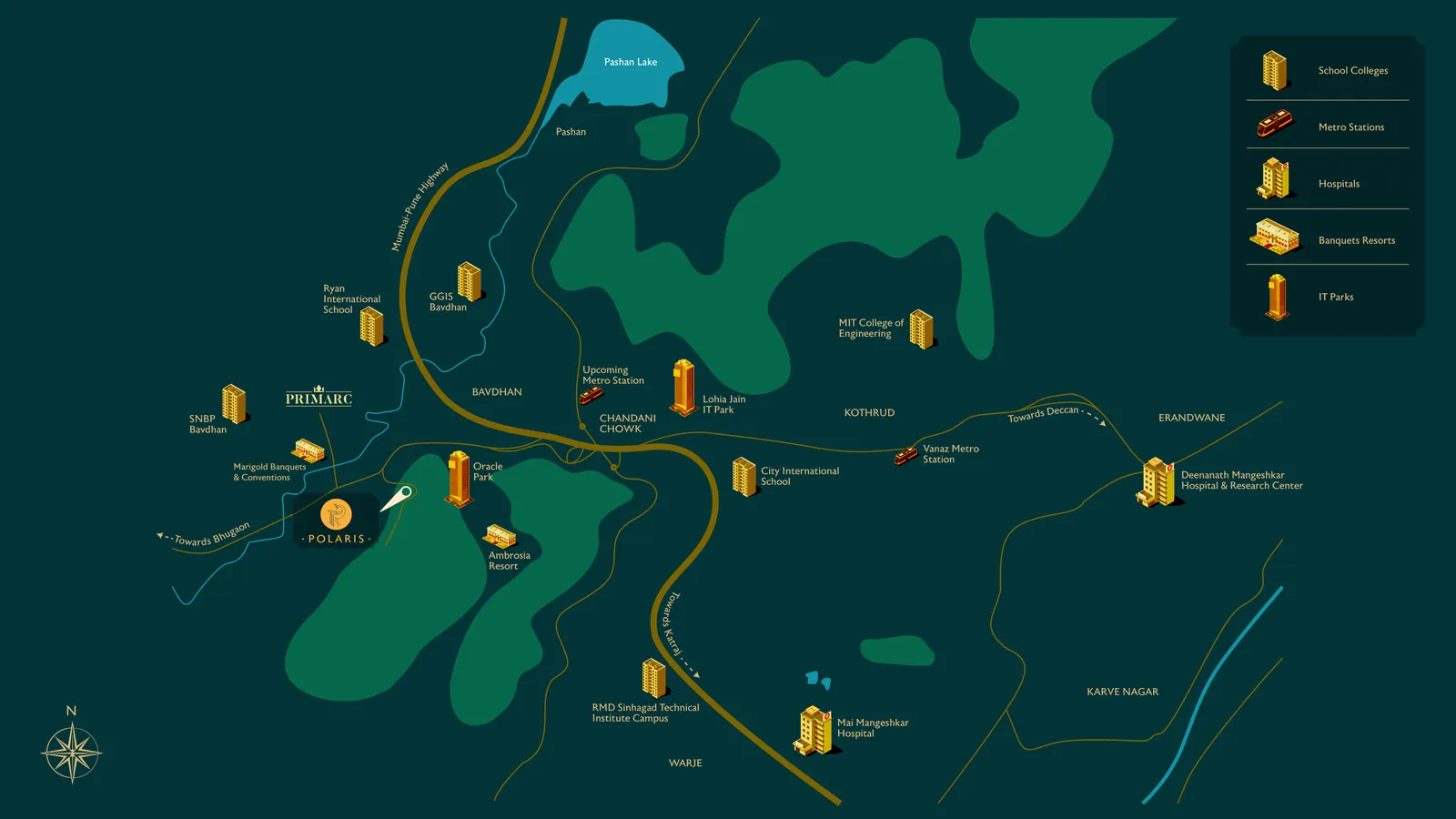 Excellaa Polaris Bavdhan location map – near Chandni Chowk and Ambrosia Resort